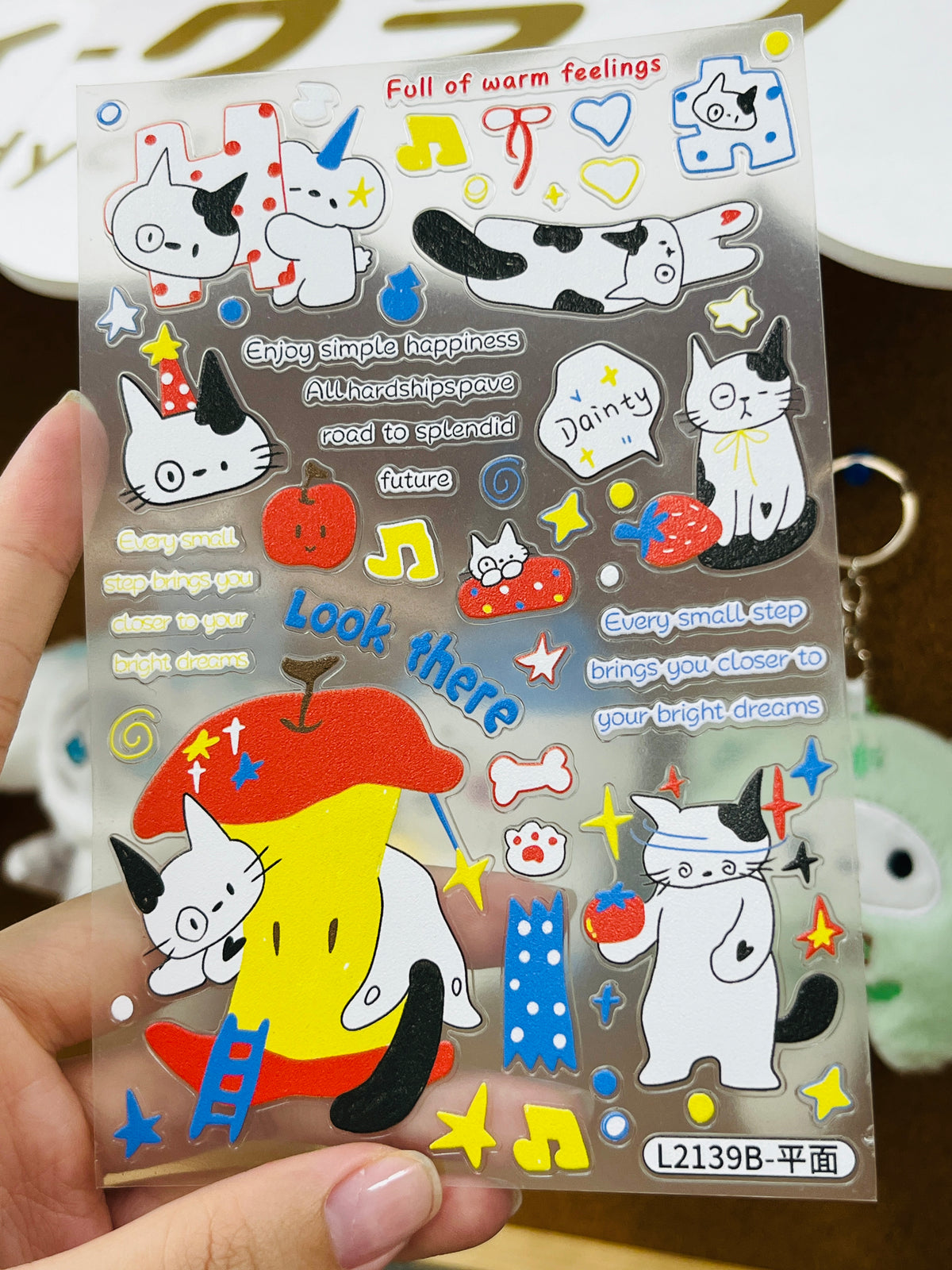 Apple Meow Embossed Stickers Set--4 Sheets⭐ - WOWO STUDIO