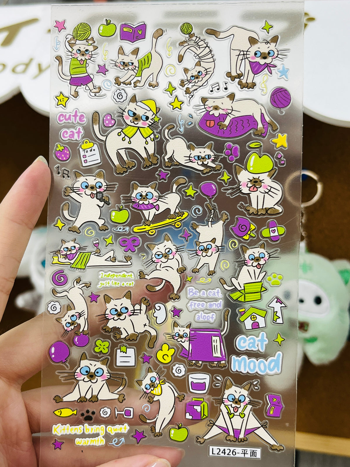 Funny Artsy Cat Embossed Sticker Set--3 Sheets⭐ - WOWO STUDIO