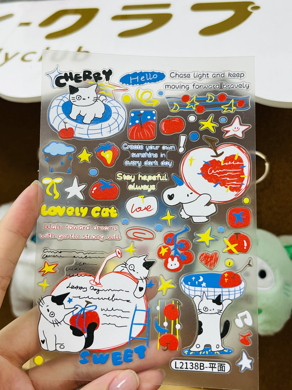 Apple Meow Embossed Stickers Set--4 Sheets⭐ - WOWO STUDIO