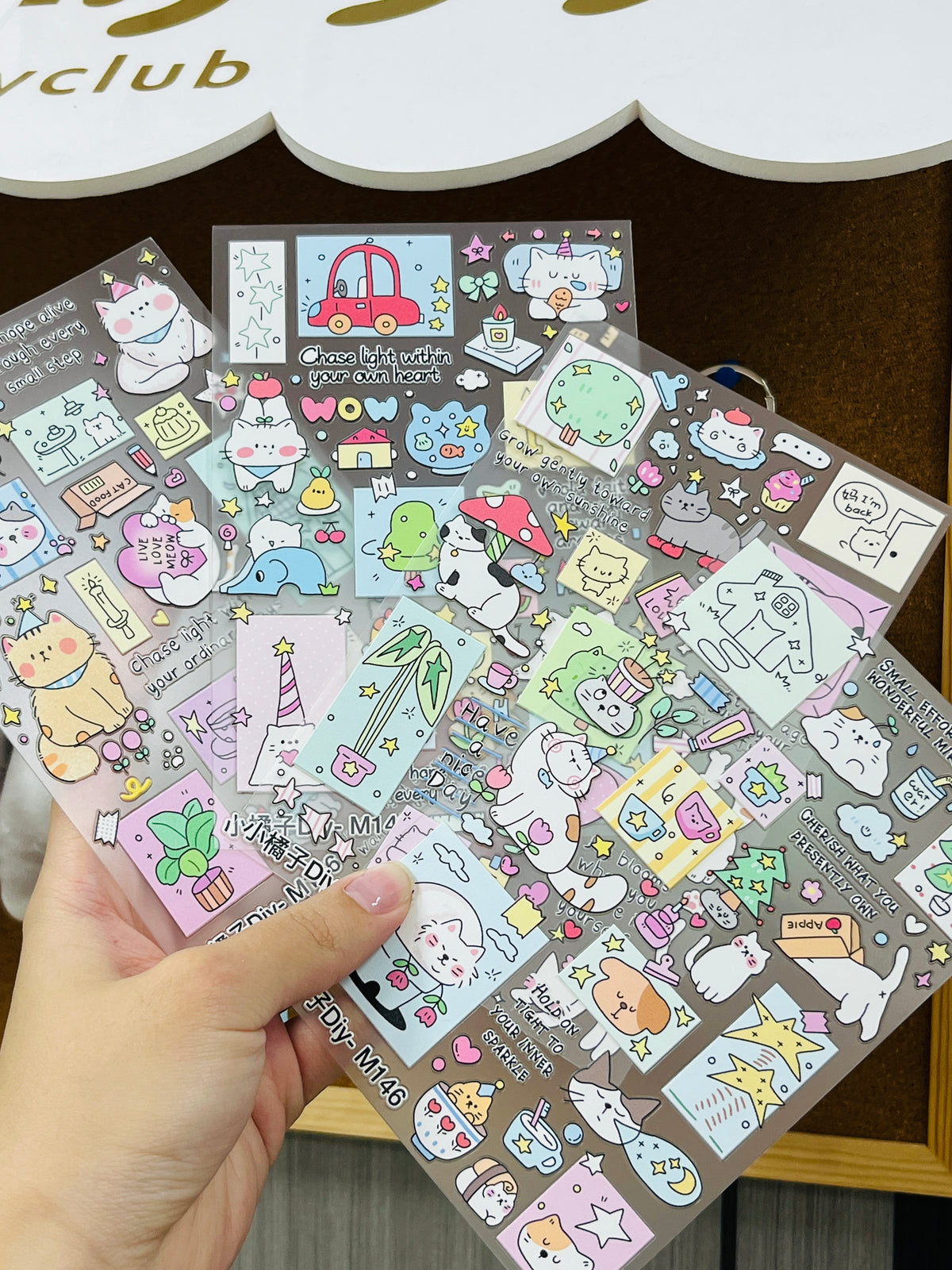 Ig- Style Cute Cat Embossed Stickers Set--4 Sheets⭐(Limited Edition) - WOWO STUDIO