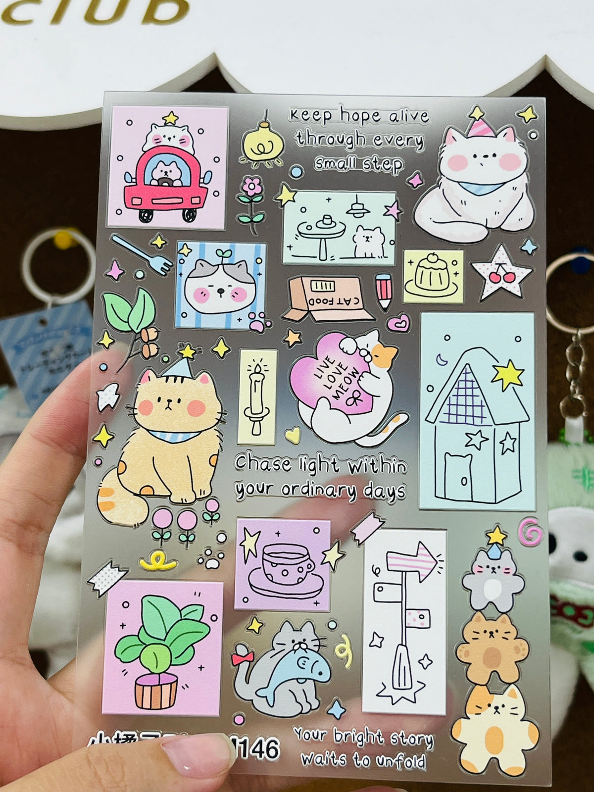 Ig- Style Cute Cat Embossed Stickers Set--4 Sheets⭐(Limited Edition) - WOWO STUDIO