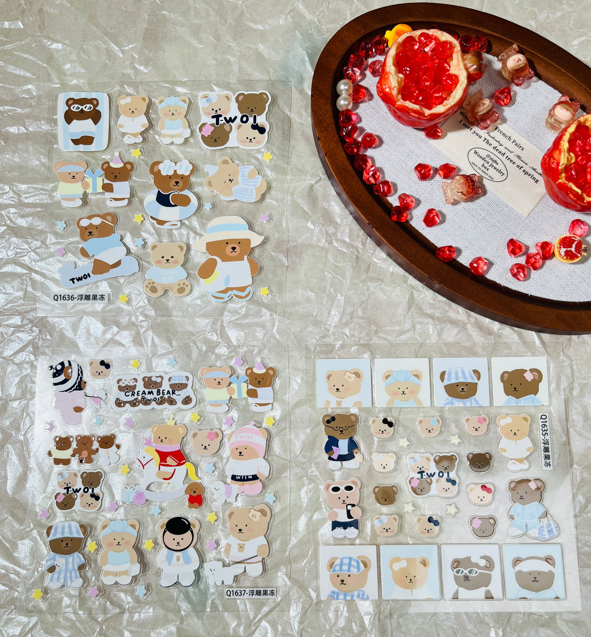 Creamy Bear Jelly-Textured Sticker Set--3 Sheets⭐ - WOWO STUDIO