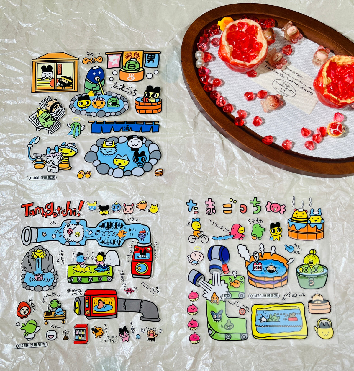 Tamagotchi Jelly-Textured Sticker Set--3 Sheets⭐ - WOWO STUDIO